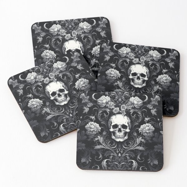 Item preview, Skull Roses Damask Gothic Flowers Pattern designed and sold by GrinGalore.