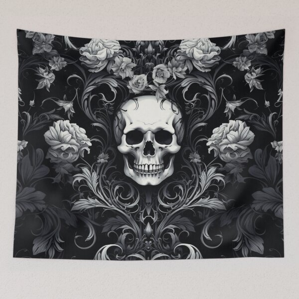 Item preview, Skull Roses Damask Gothic Flowers Pattern designed and sold by GrinGalore.