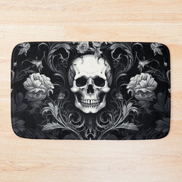 Item preview, Skull Roses Damask Gothic Flowers Pattern designed and sold by GrinGalore.
