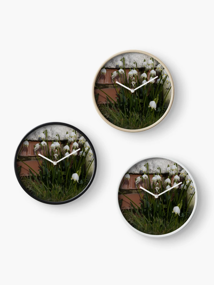Thumbnail 3 of 4, Clock, Spring Snowflakes designed and sold by Calidris Fotografie Steffi & Ben Köppler.