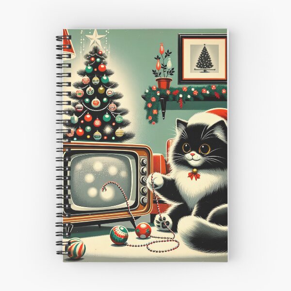 Item preview,  "Retro 1950s Christmas with Tuxedo Cat" designed and sold by Nelson Charette.