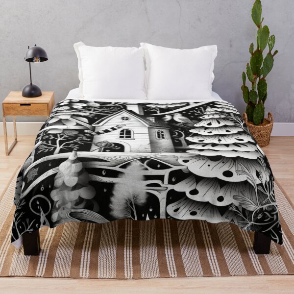 Item preview, Christmas Trees Black and White Pattern designed and sold by GrinGalore.