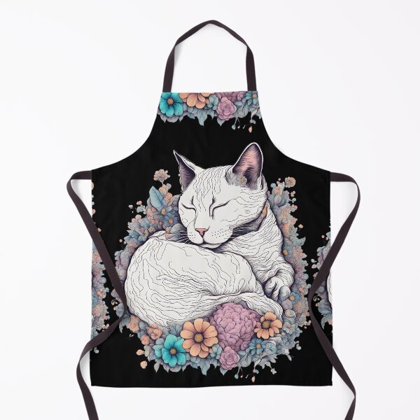 Item preview, Relaxing Sleepy flowers Cute white Cat designed and sold by Catophile.
