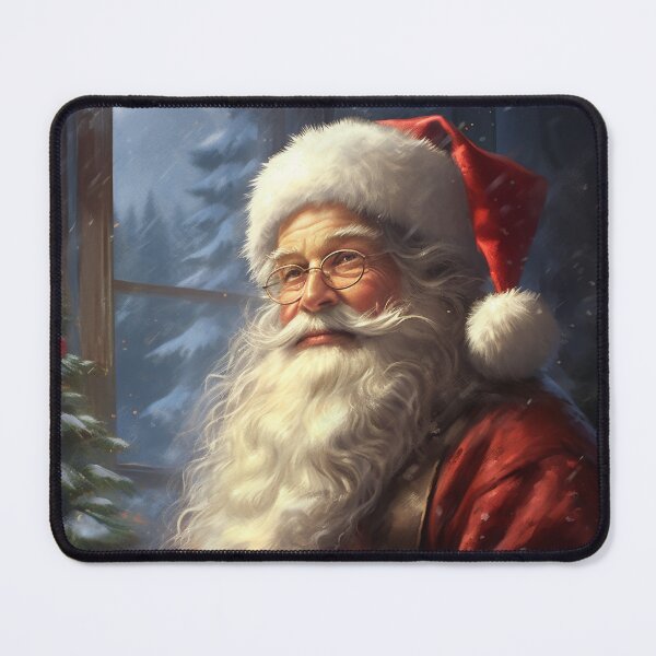 Item preview, a painting of a santa claus sitting in front of a christmas tree designed and sold by Mickeymouse2023.