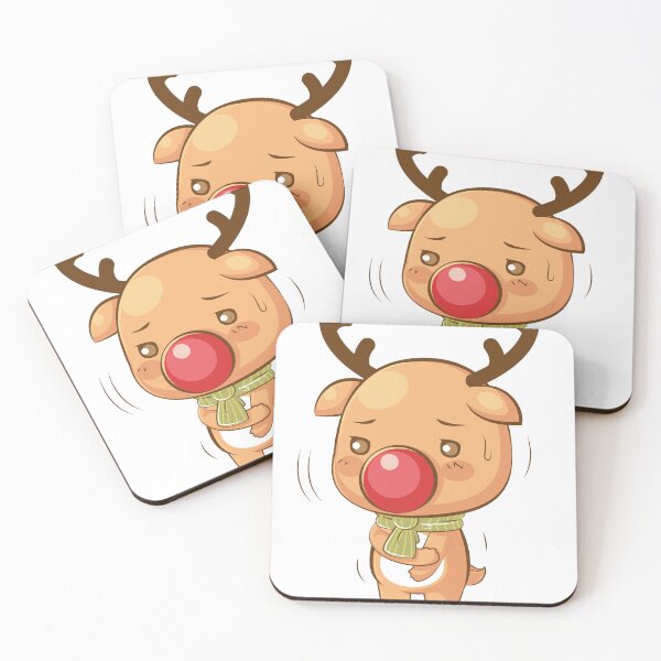 Item preview, Chibi Reindeer with Red Nose and Green Scarf Illustration designed and sold by mumeaw.