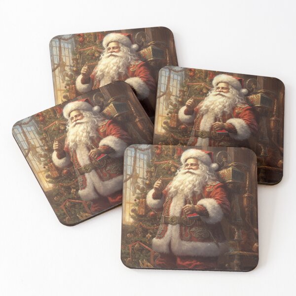 Item preview, a painting of a santa claus standing in front of a christmas tree designed and sold by Mickeymouse2023.