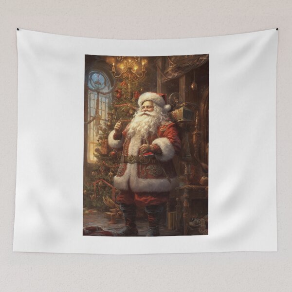 Item preview, a painting of a santa claus standing in front of a christmas tree designed and sold by Mickeymouse2023.