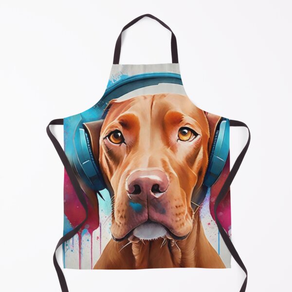 Item preview, Vizsla Dog Portrait Wearing Headphones designed and sold by Wolfheartart.