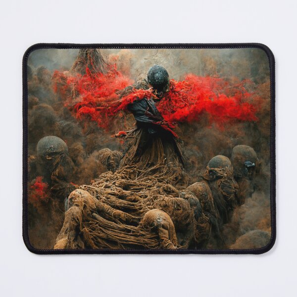 Item preview, Surreal apocalyptic skeleton fight, oil painting designed and sold by FrameMyBrain.