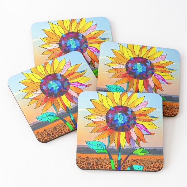 Item preview, Sunflower Stained Glass design designed and sold by CattyCornerPOD.