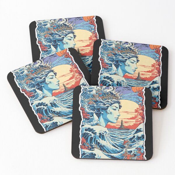 Item preview, Liberty at Sea: Ukiyo-e Fusion with Oceanic Majesty designed and sold by DigitalByEb.