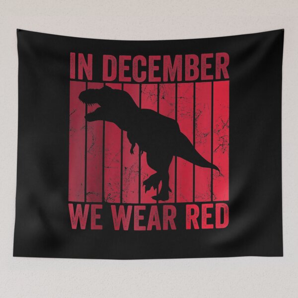 Item preview, In December We Wear Red Dinosaur Aids Awareness Raglan Baseball Tee designed and sold by EagmianPheolea.