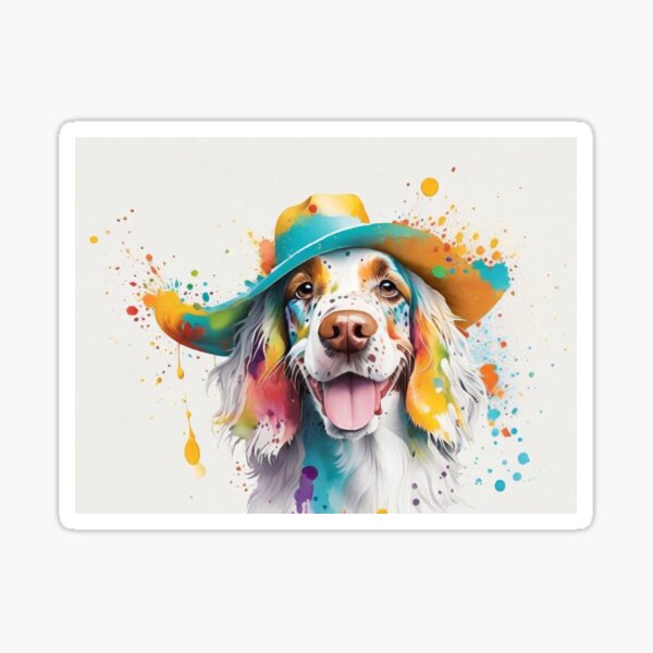 English Setter Dog Portrait With Rainhat Sticker