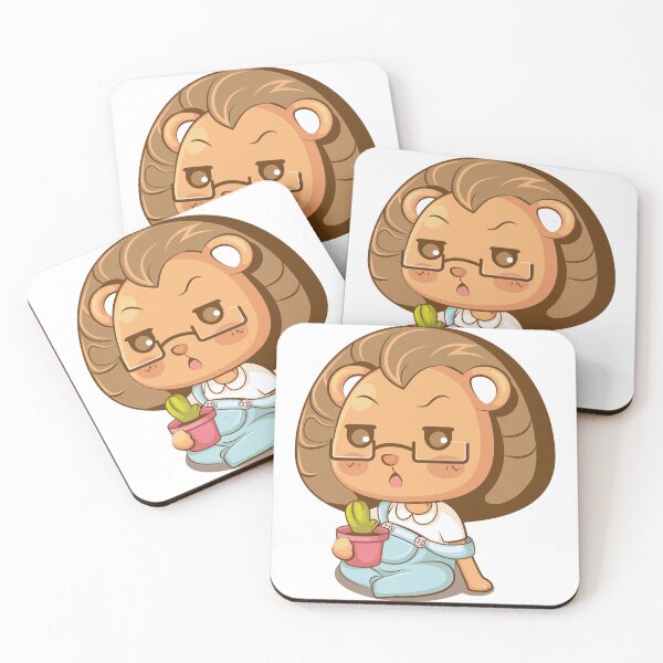 Item preview, Chibi Lion with Glasses Holding a Cactus Illustration designed and sold by mumeaw.