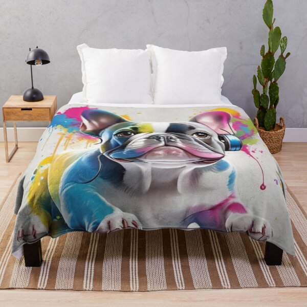 Item preview, French Bulldog Dog Portrait With Headphones designed and sold by Wolfheartart.