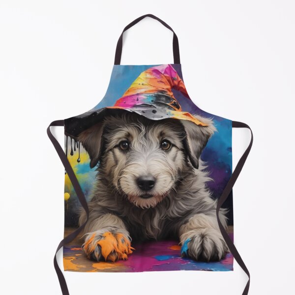 Item preview, Wolfhound Puppy Portrait With a Halloween Hat designed and sold by Wolfheartart.