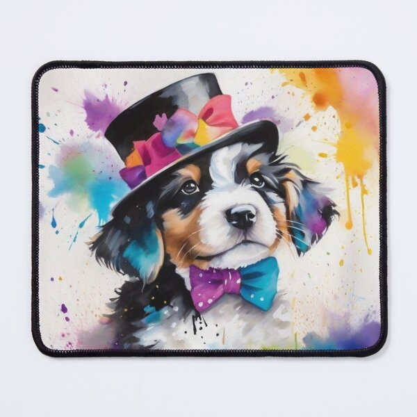 Item preview, Newfoundland Puppy Dog Illustration With Cowboy Hat designed and sold by Wolfheartart.