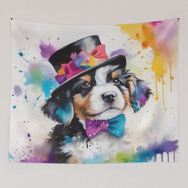 Item preview, Newfoundland Puppy Dog Illustration With Cowboy Hat designed and sold by Wolfheartart.