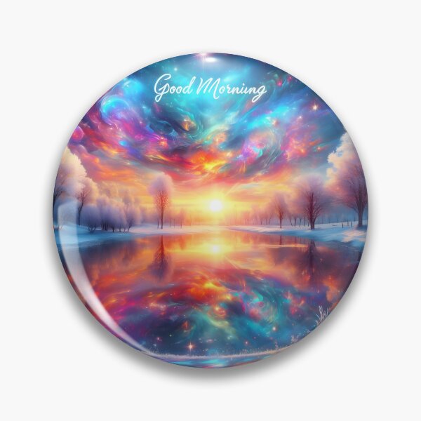 Item preview, Colorful sunrise in winterland "Good morning" designed and sold by AI-Only Creations.