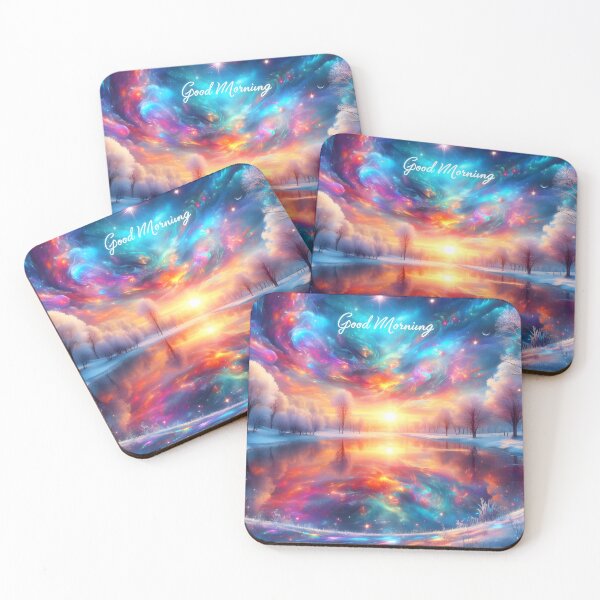 Item preview, Colorful sunrise in winterland "Good morning" designed and sold by AI-Only Creations.