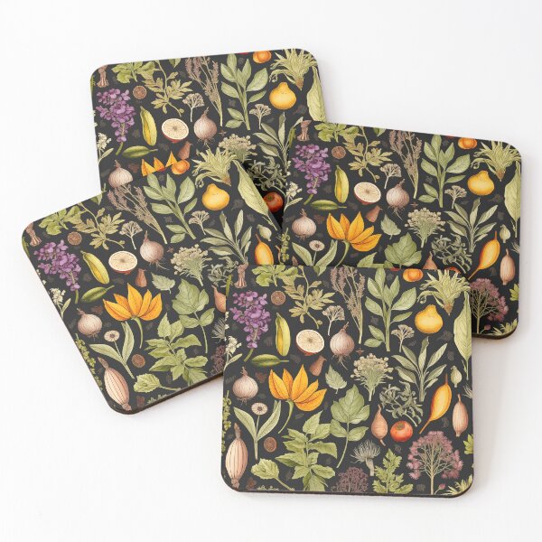 Item preview, Vintage botanical illustrations of herbs and spices in a repeating pattern. designed and sold by alexrow.