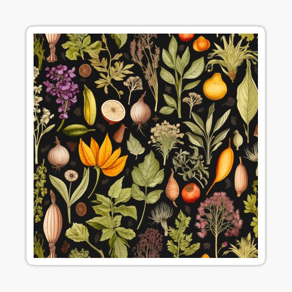Item preview, Vintage botanical illustrations of herbs and spices in a repeating pattern. designed and sold by alexrow.