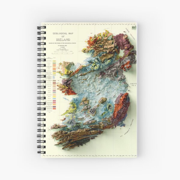 Aperçu de l'œuvre 1961 Carte géologique de l'Irlande rendu numériquement en 3D créée et vendue par ThinkAboutMaps.