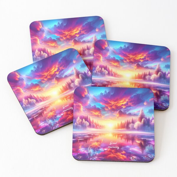 Item preview, Colorful sunrise in winterland "Good morning" designed and sold by AI-Only Creations.