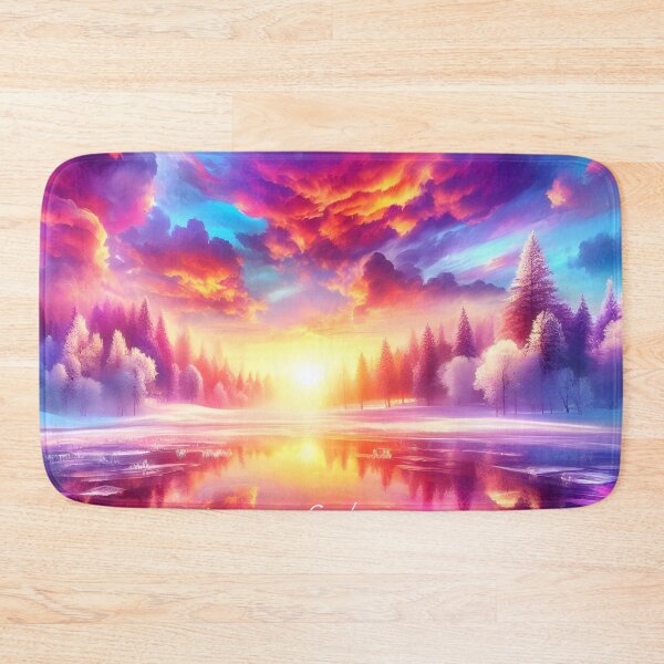 Item preview, Colorful sunrise in winterland "Good morning" designed and sold by AI-Only Creations.