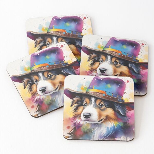 Item preview, Collie Puppy Dog Portrait With Cowboy Hat designed and sold by Wolfheartart.
