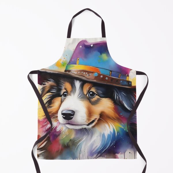 Item preview, Collie Puppy Dog Portrait With Cowboy Hat designed and sold by Wolfheartart.