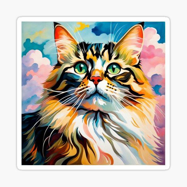 Colourful cat painting Sticker