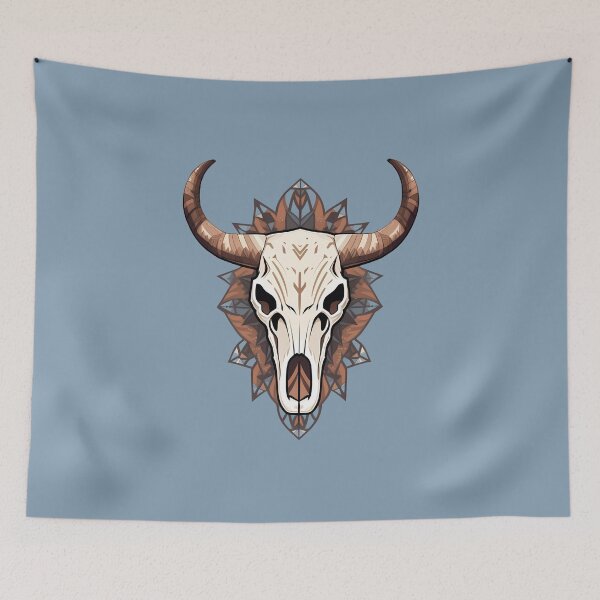 Item preview, Cow Skull Geometry Rustic Brown and Blue Patterns designed and sold by meganohm.