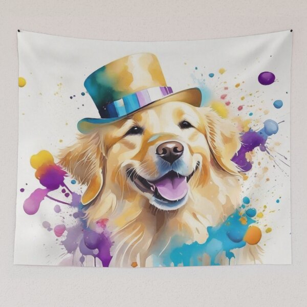 Item preview, Golden Retriever Dog Portrait With Top Hat designed and sold by Wolfheartart.