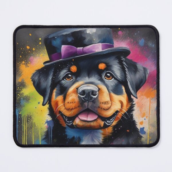 Item preview, Rottweiler Dog Portrait With A Top Hat designed and sold by Wolfheartart.