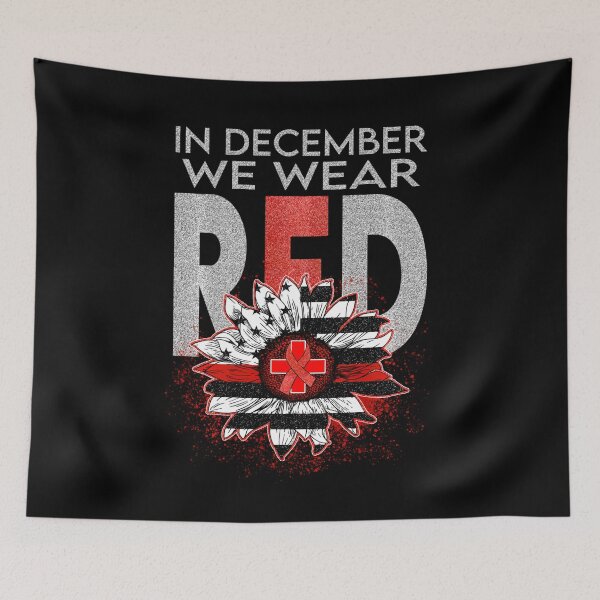 Item preview, In December We Wear Red For World AIDS Day Sunflower Flag designed and sold by EagmianPheolea.