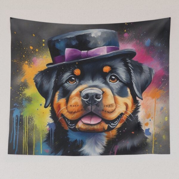 Item preview, Rottweiler Dog Portrait With A Top Hat designed and sold by Wolfheartart.