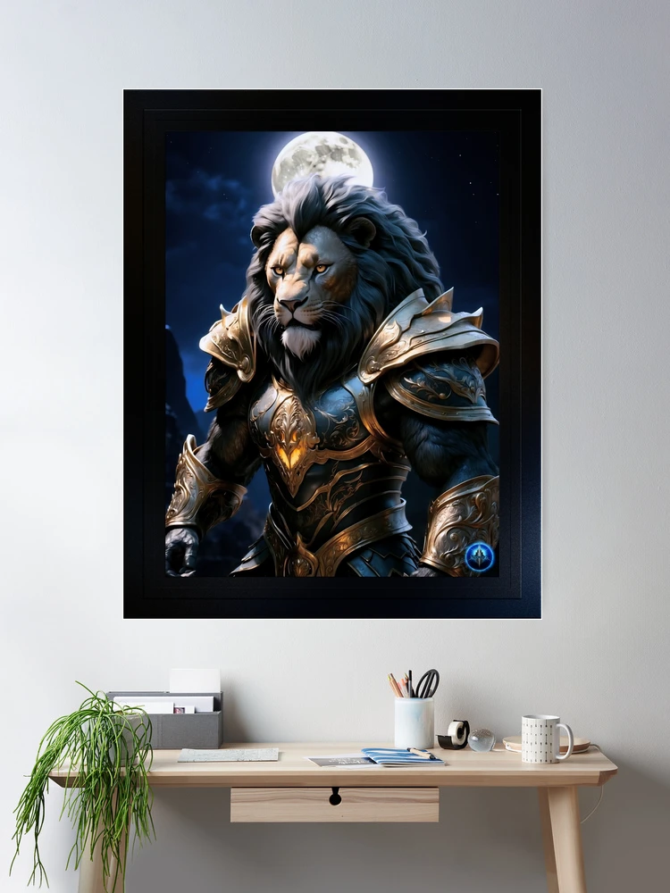 The Lion Lord Of The Land Of Synimian AI Concept Art by Xzendor7 - An Astonishing Ruler 2 The Lion Lord Of The Land Of Synimian Fantasy AI Concept Art by Xzendor7 Room Decor Poster Art Print
