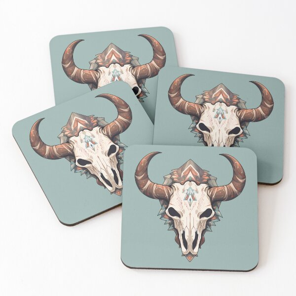 Item preview, Seafoam Accented Western Horned Cow Skull  designed and sold by meganohm.