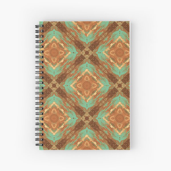 Saddle Pad Pattern in Turquoise, Burnt Orange, Gold and Dark Burdundy Spiral Notebook