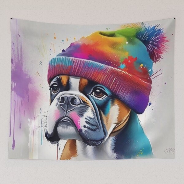 Item preview, Perro boxer con sombrero de vaquero designed and sold by Wolfheartart.