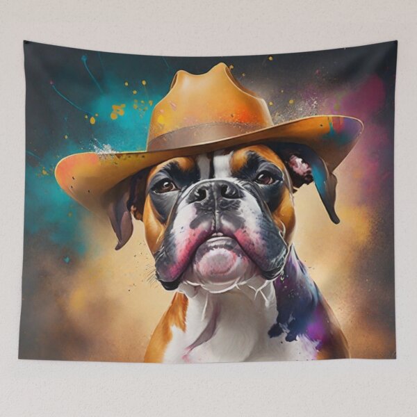 Item preview, Boxer Dog Picture With A Cowboy Hat designed and sold by Wolfheartart.