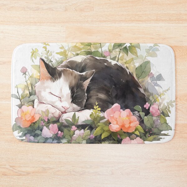 Item preview, Relaxed Cat Napping Amidst Blooms designed and sold by LittleLuvies.