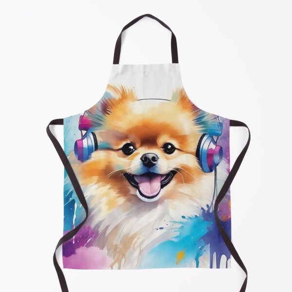 Item preview, Pomeranian Dog Portrait Wearing Headphones designed and sold by Wolfheartart.