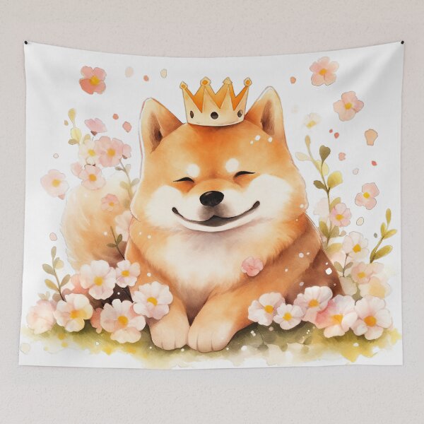 Item preview, Cute Shiba Inu Amongst a Floral Symphony designed and sold by LittleLuvies.