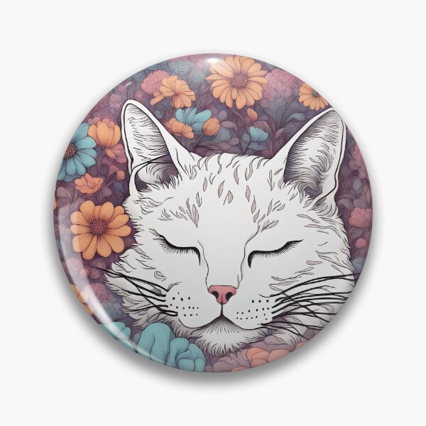 Item preview, Relaxing Sleepy flowers Cute white Cat designed and sold by Catophile.