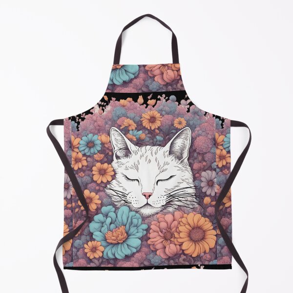 Item preview, Relaxing Sleepy flowers Cute white Cat designed and sold by Catophile.
