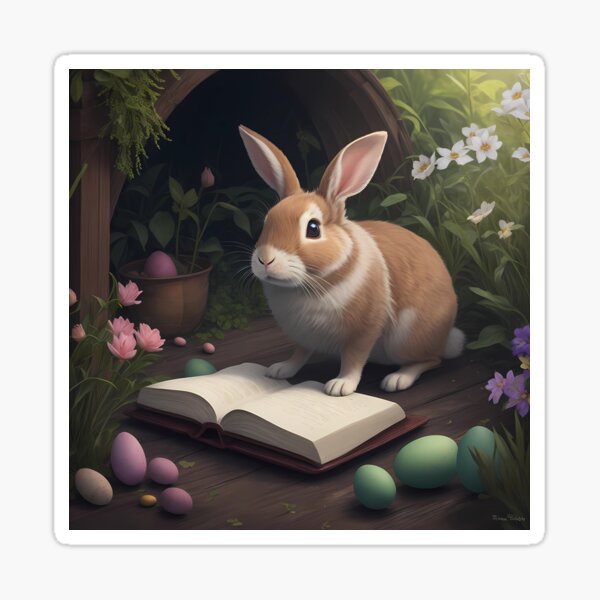 Item preview, Easter Bunny Bookworm designed and sold by AICreativeArts.