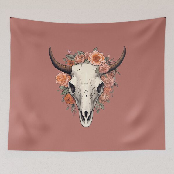 Item preview, Peachy Boho Cow Skull Floral and Greenery  designed and sold by meganohm.