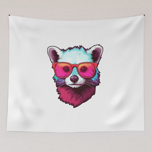 Item preview, Cute Colorful Ferret Wearing Sunglasses designed and sold by ReverseBleach.